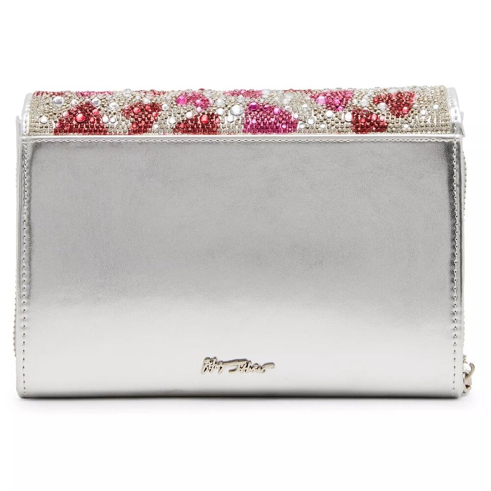 Betsey Johnson Kitsch Heart Rhinestone Novelty Clutch Bag Crossbody WOC NWT - Picture 4 of 8